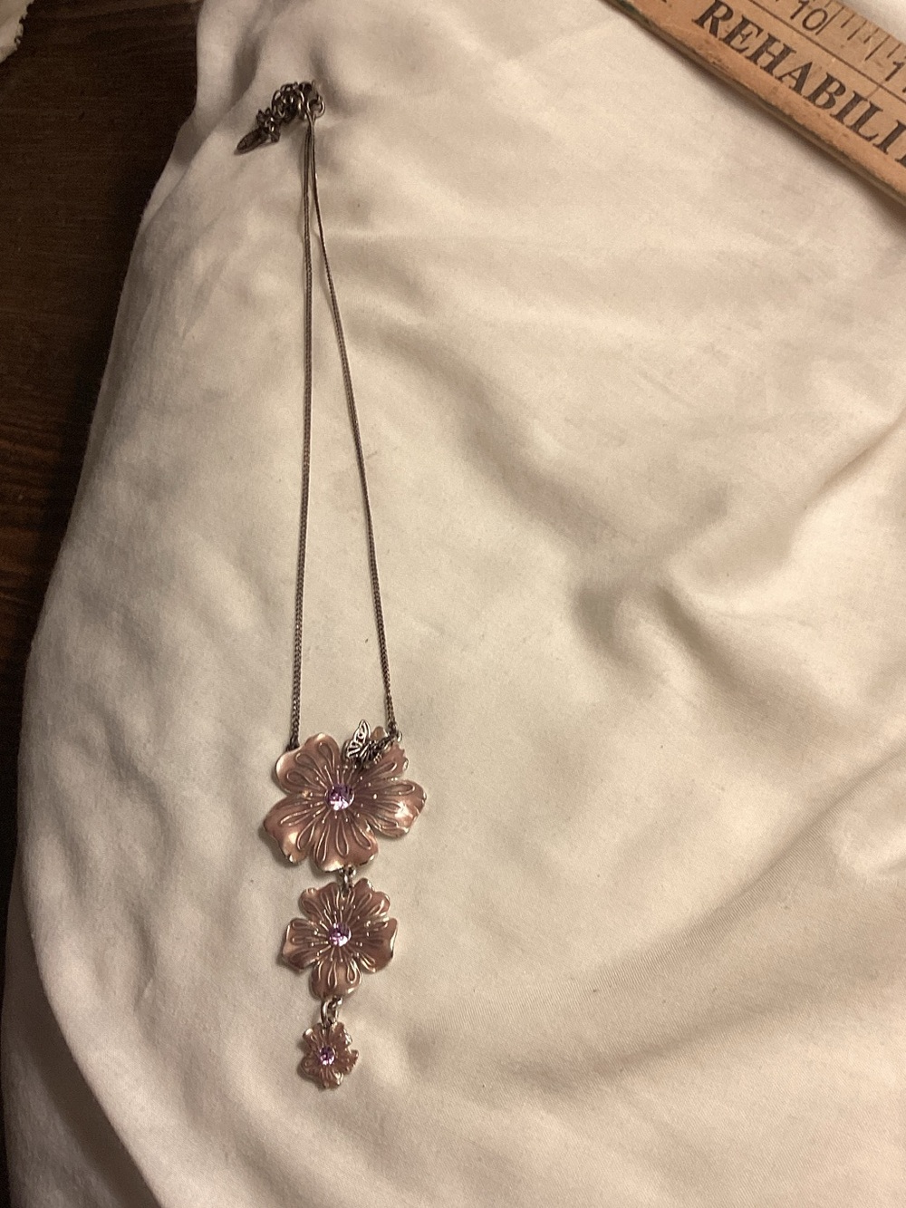 Pilgrim Rose-Gold Floral Necklace with Pink Stones